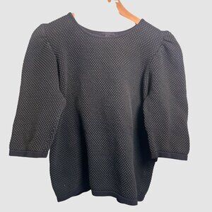 Cos Dark Green Textured Puff Sleeve Sweater, Women's Size L